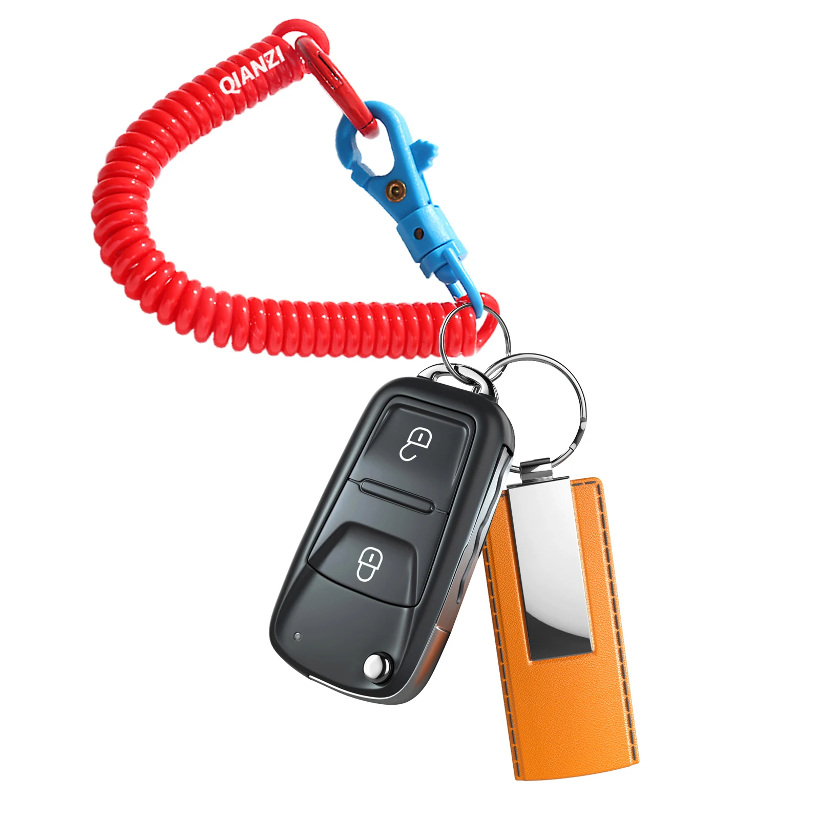 Clips de porte-clés rétractables en spirale à ressort, chaîne Clips de porte-clés rétractables en spirale à ressort, chaîne