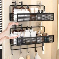 Portable Hanging Wall-mounted Storage Rack No-drilling Bathroom Shelf Garlic Seasoning Organizer Kitchen Storage Basket Moisture 4
