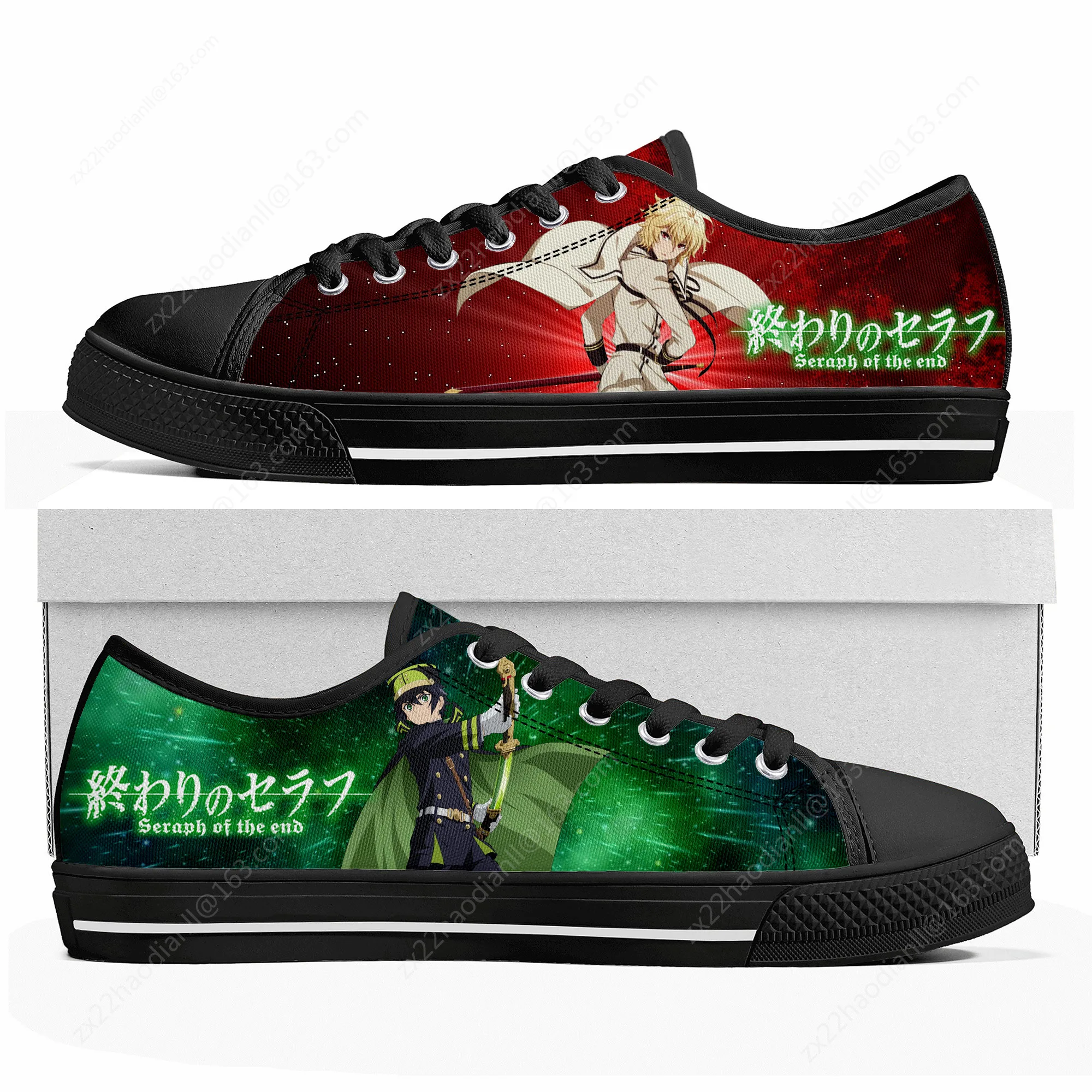 Seraph Of The End Hyakuya Yuichiro Low Top Sneakers Mens Womens Teenager High Quality Canvas Sneaker Couple Shoes Custom Shoe