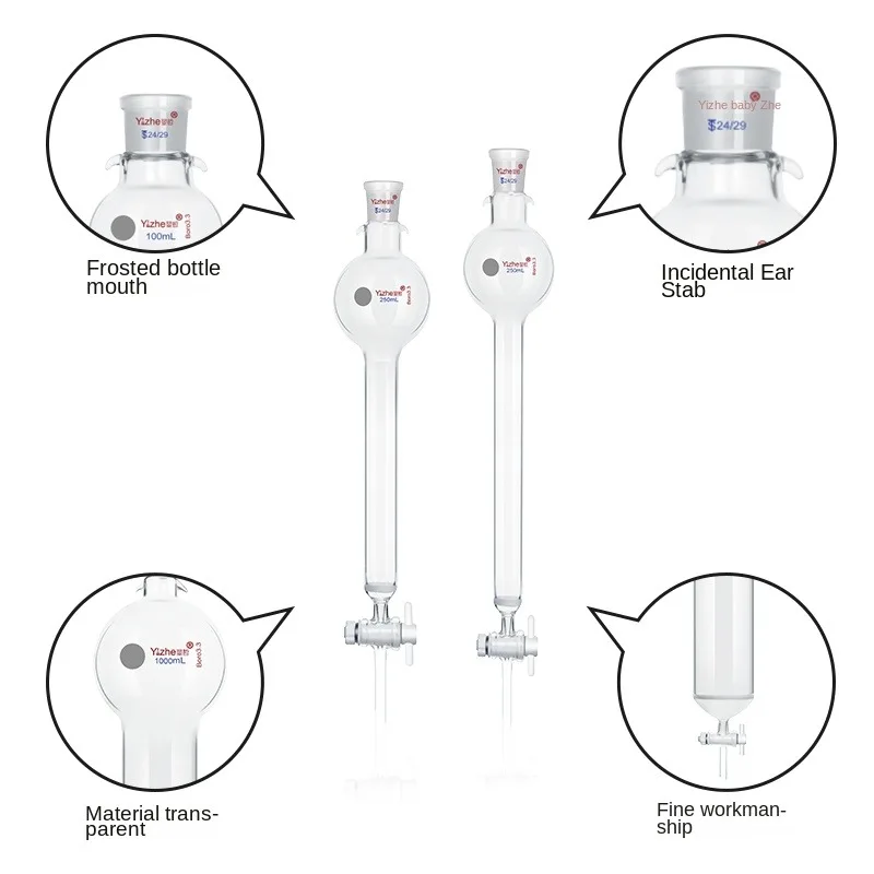 24 Standard Port 100ML Storage Ball G3 Sand Core PTFE Piston Flash Chromatography Column with Storage Ball