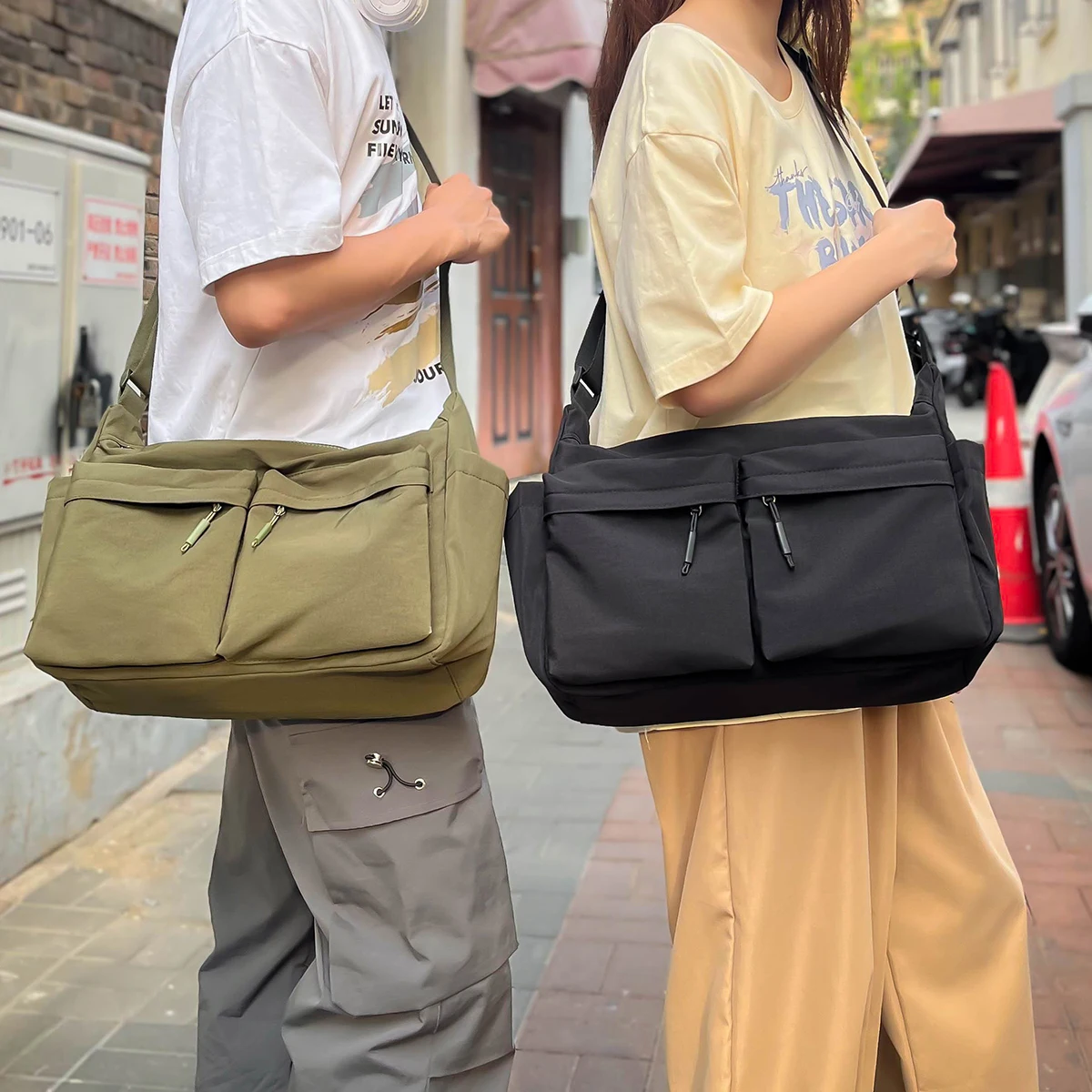 Big Bag Retro Nylon Female Bag Large-Capacity Handbag Commuter Shoulder Bag College Student Class School Bag Tote Bag to School