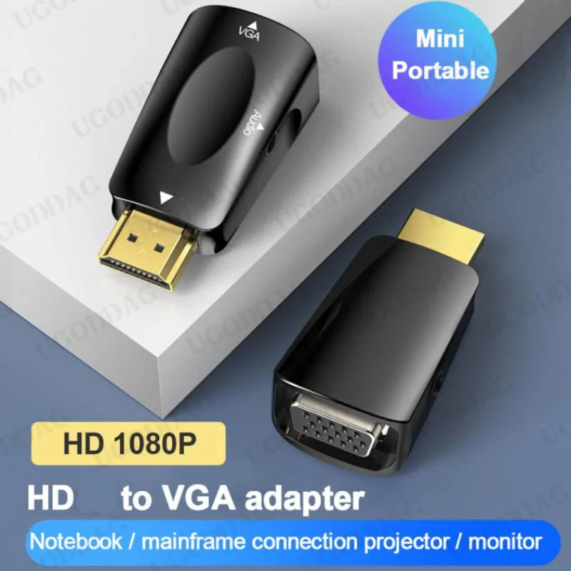 HDMI to VGA Adapter Cable VGA to HDMI Converter 3.5mm Audio Port Out 1080P HD Video Male Input Female Output For Computer Monitor PC TV
