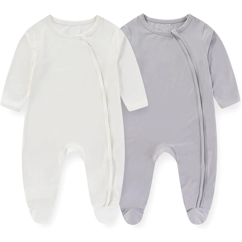 Unisex Rayon Made from Bamboo Solid Baby Boy Girl Footies Romper Infant Jumpsuit Comfort New born Outfit