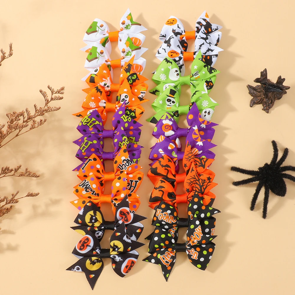 10-teiliges Halloween-Haarspangen-Set mit Schleife für Mädchen, Urlaub, Party, Dekoration, Kopfschmuck, Kopfbedeckung, Kürbis-Geister-Druck, Haarschmuck – Detail 8
