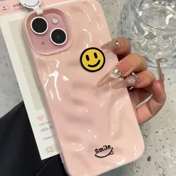 Yellow Smiling Face Design Phone Case - Soft Protective Cover - iPhone 15 Plus (2)
