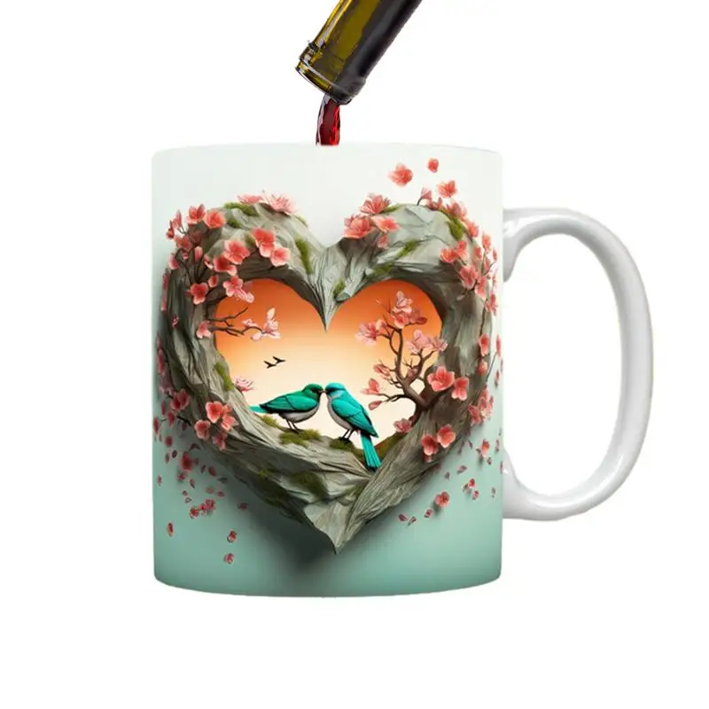 

Heart Mug Coffee 3D 400ml Romantic Beverage Coffee Mug Creative Decorative Porcelain Cup Love Gift For Valentine's Day