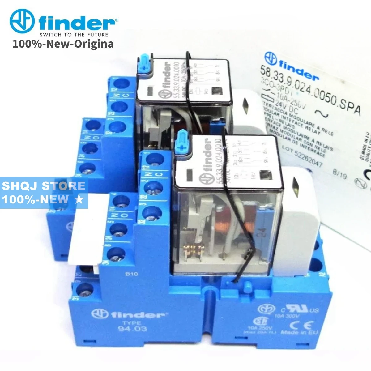 

FINDER 100%-NEW 58.33.9.024.0050 (58.33=55.33+94.03+99.02) Complete set of relay 24VDC 3CO 10A original