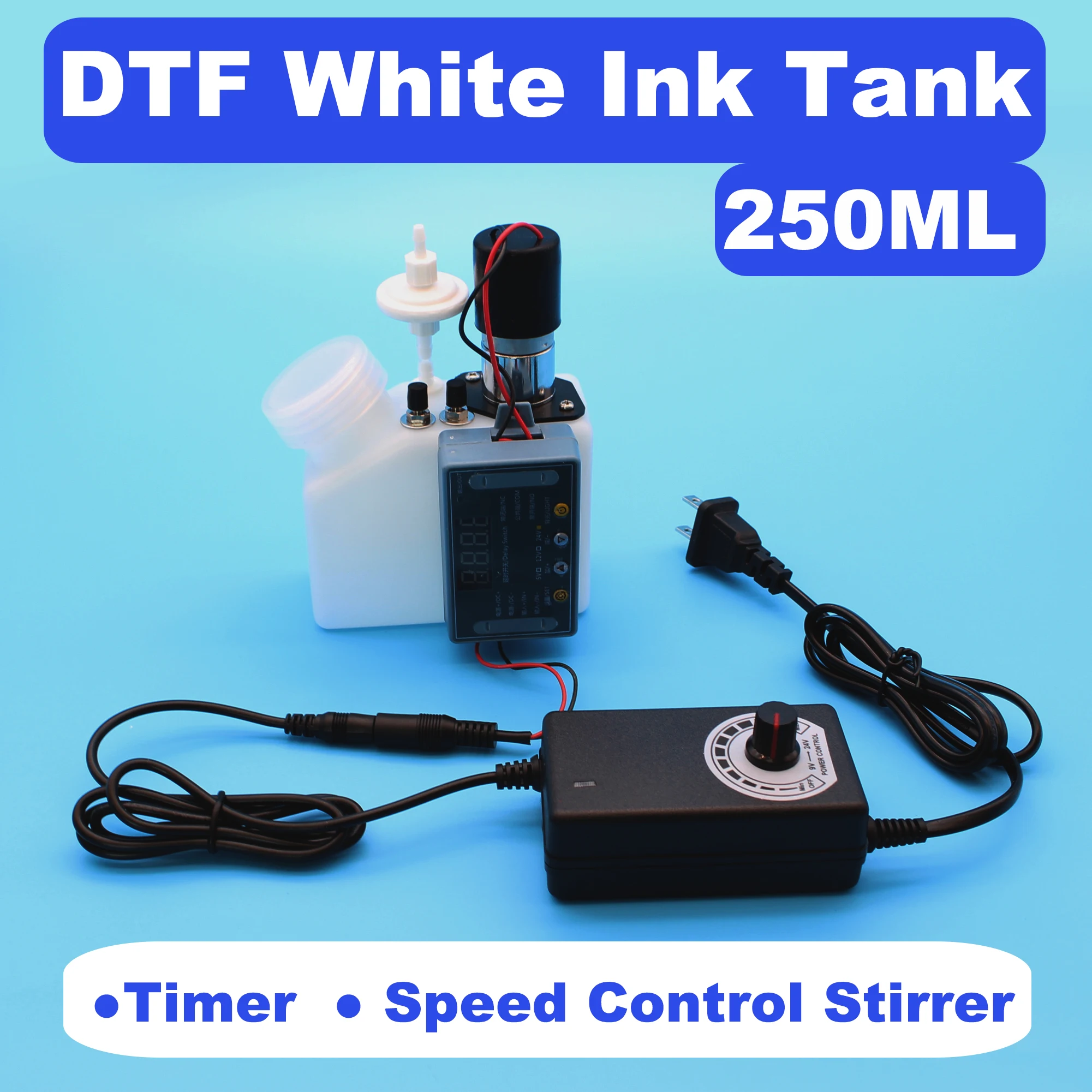 

250ml DTF White Ink tank With Stirrer Timer Adjustable Voltage Power Supply For DTF Printer For Epson L1800 L805 L18050 L8050