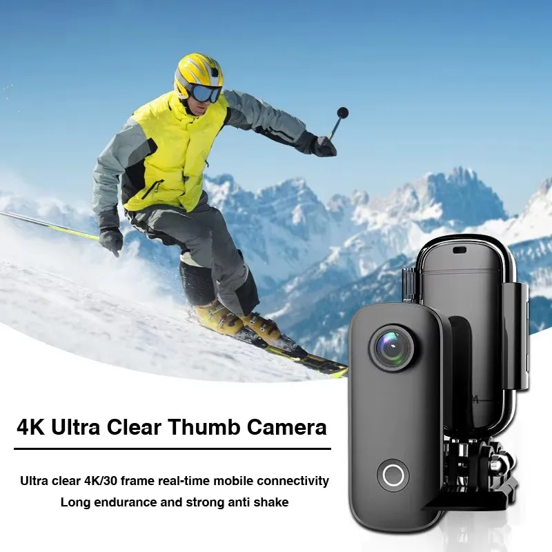 C100+Thumb Camera C100Plus SJCAM Pocket Body Camera 4K Waterproof Mini Action Cam for Sports,riding