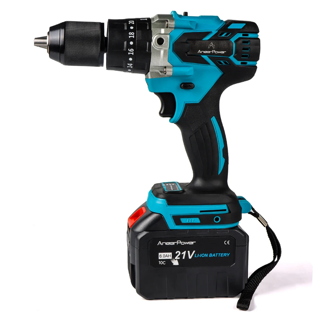 21V 6000 Mah Lithium Battery Drill Cordless Impact Drill Brushless