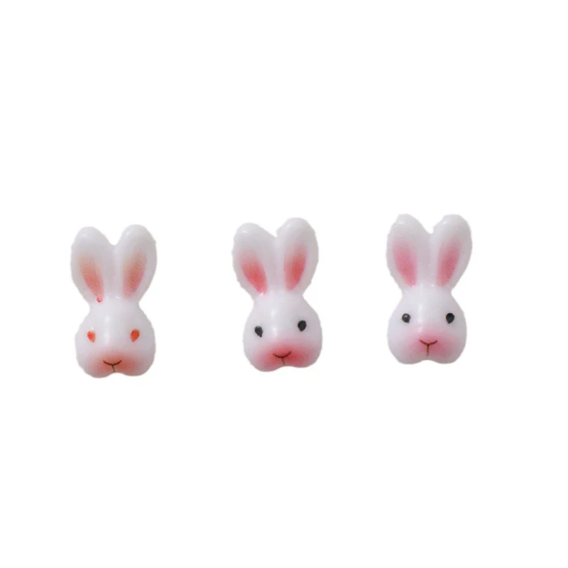 토끼 손톱 액세서리, 화이트 오렌지, 귀여운 미니 버니 네일 참, 3D 카와이 송진 장식품, 매니큐어 DIY 장식, 20 개