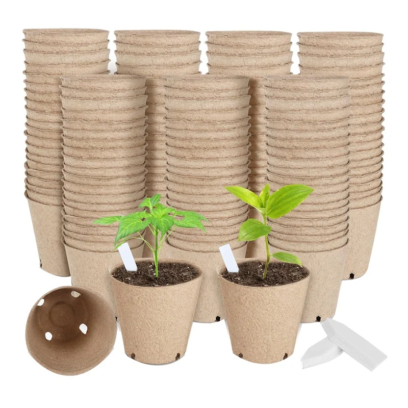 

130 Pcs Organic Peat Pots 3.15 Inch Nursery Pot Round Plant Seedling Pots With Drainage Holes, Seed Starting Starter