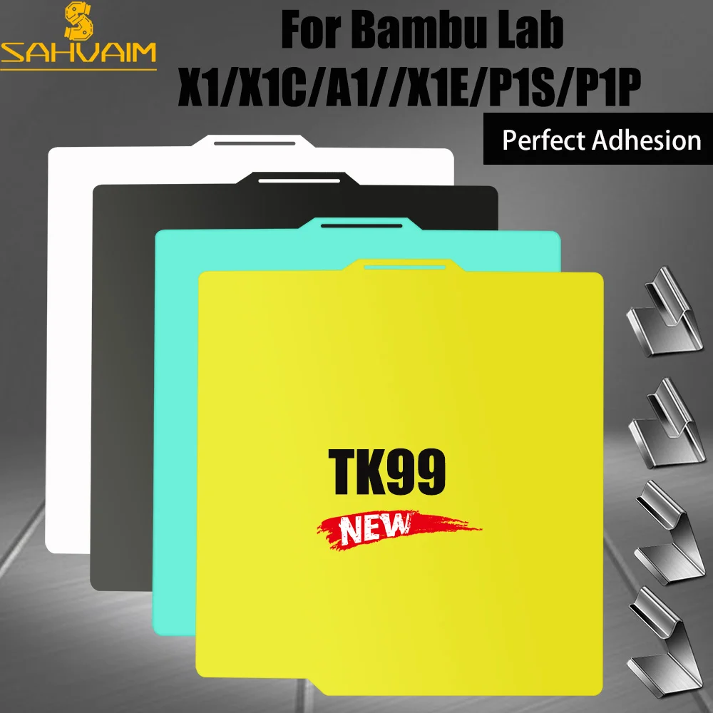 Sahvaim Bambu Lab 빌드 플레이트용 슈퍼 접착 TK99 PEI 교체, 257x257 부드러운 고온 저항 Bamblab P1s X1c 용
