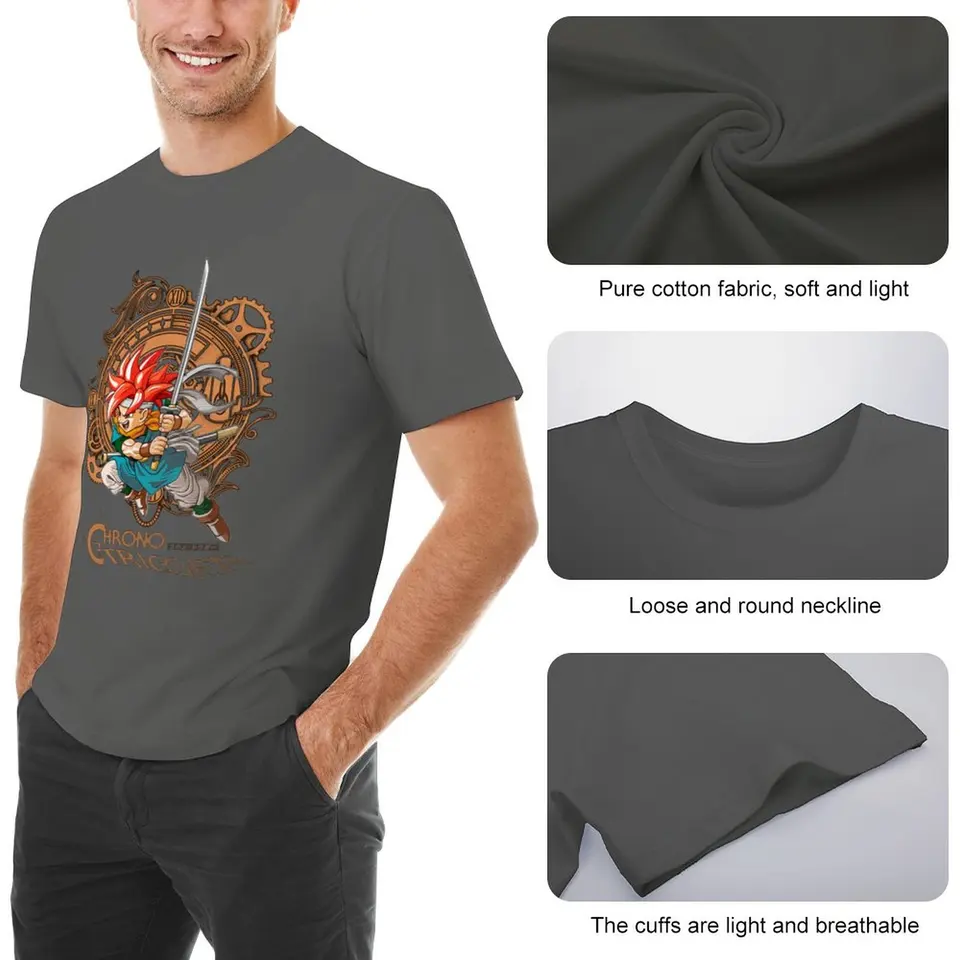 クロノトリガー-メンズグラフィックTシャツ、サマートップ、ヒップ