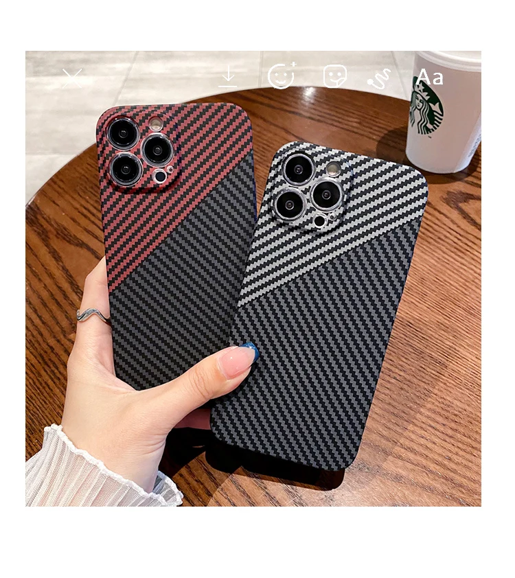 Ultra Thin Carbon Fiber Texture Case For iPhone 11 12 13 Pro Max iPhone11 13Pro 13promax Luxury Shockproof Hard PC Cover Coque iphone 13 pro max case