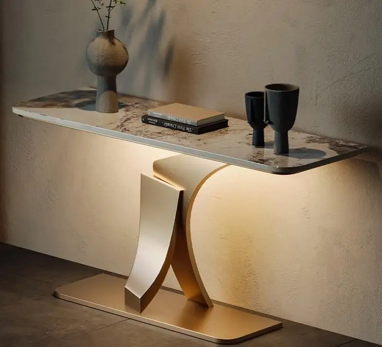 

Stainless steel porch table entry shelf aisle decorative cabinet strip table