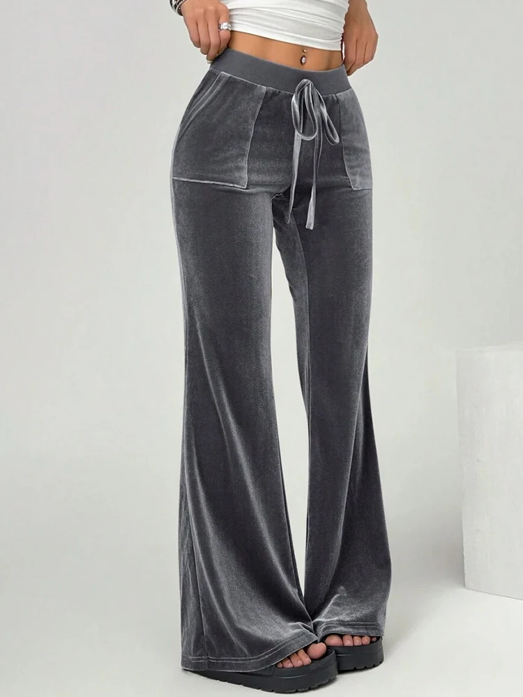 2025 Herbst und Winter Damen Micro-Schlaghosen Slim Fit und Figurformend Lässige Schlaghosen Samthose – Detail 10