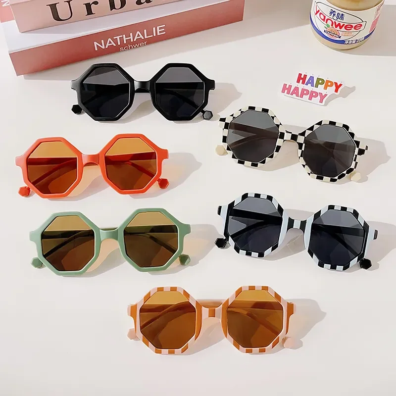 Children Sunglasses Kids Fashion Sunglasses New Children Vintage Frosted Round Outdoor Sun Protection Sunglasses Baby Girls Acrylic UV400