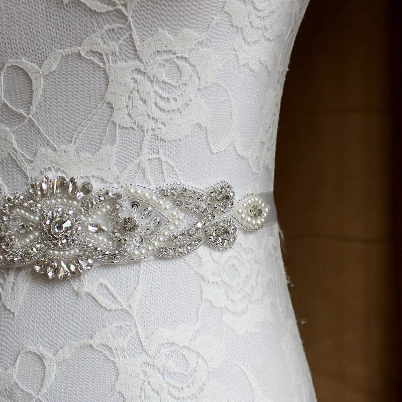 

Bridal Wedding Dress Accessories Girdle Luxury Hand Sewn Rhinestone Belts Maternity Party Photo Belts Wedding Dress Belt