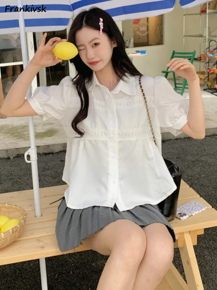 

Shirts Women Hotsweet All-match Korean Mori Girl Style Summer High Street Aesthetic Popular Fashion Hipster Half Sleeve College