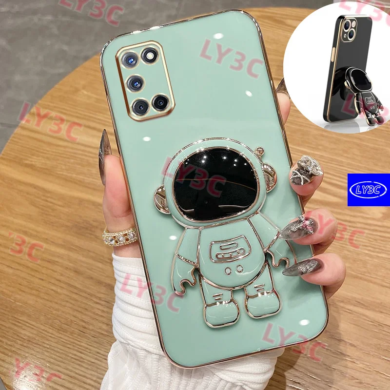 Involucro Per Oppo Realme C30 C33 4G V5 Q2 7 5G X7 Q2 Pro Astronauta Supporto Pieghevole Placcatura Copertura Del Supporto In Silicone