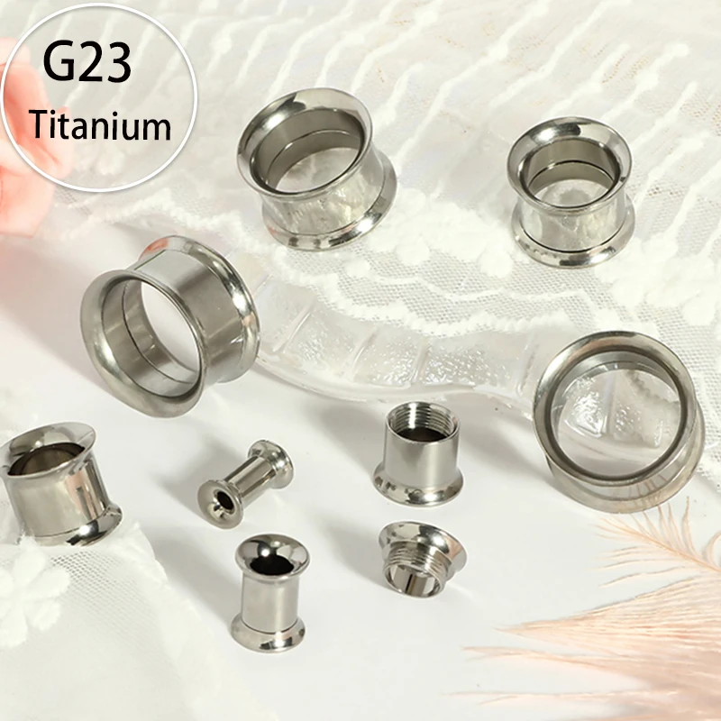 F136 Titanium Ear Gauges Tunnels Double Flared Flesh Plugs Earrings Hypoallergenic Implant Medical Surgical Steel External Plugs