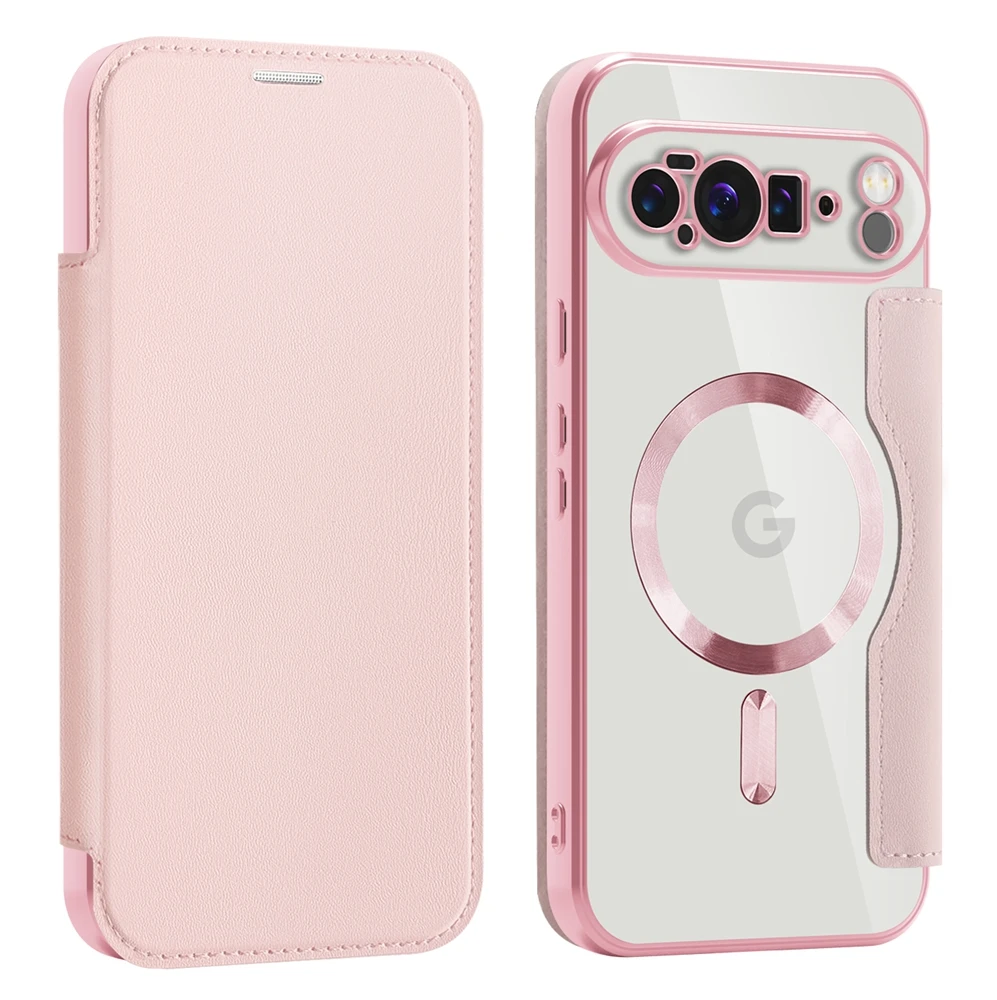Enhanced Wireless Charging Magnetic Wallet Case with Card Slots and Anti-Fall Leather Design