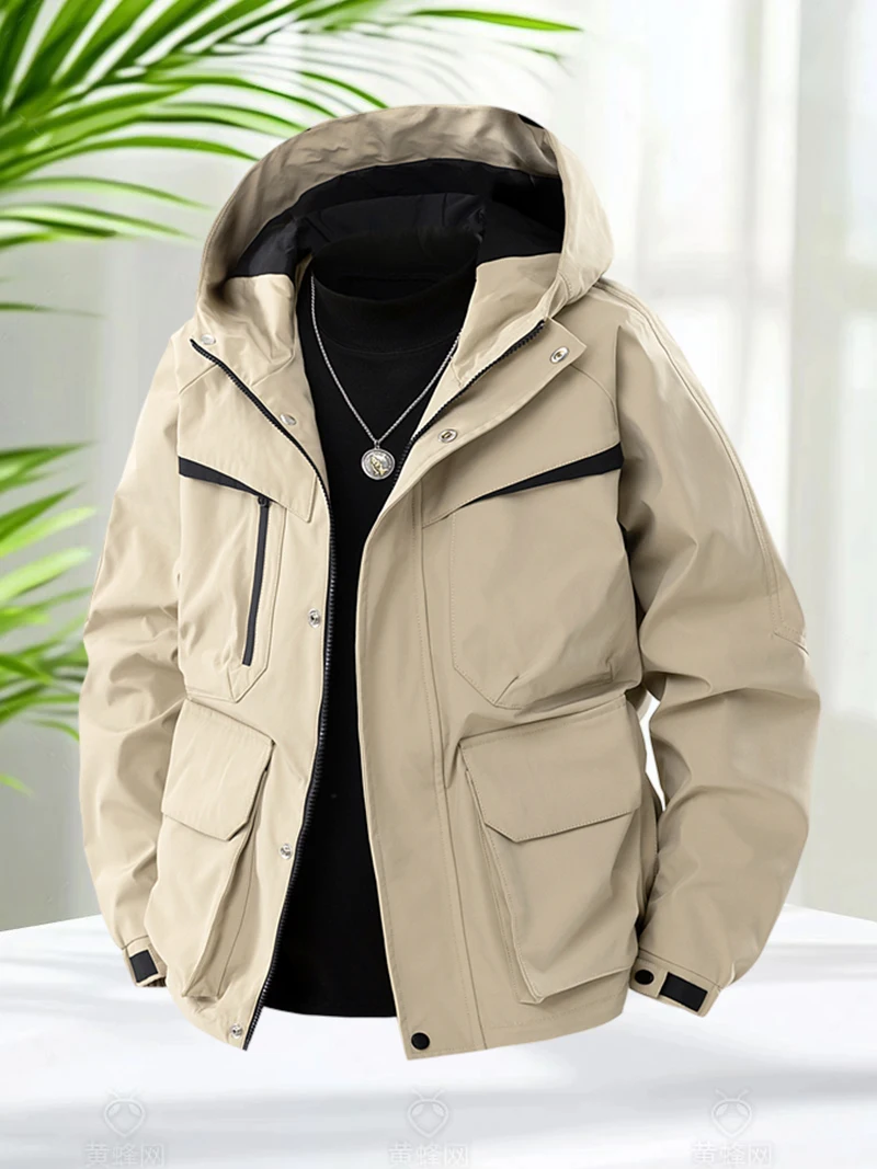Waterproof Jacket Men Hooded Zip Up Hiking Jacket Climbing Mountain Outdoor Softshell Lightweight Spring Autumn Coats
