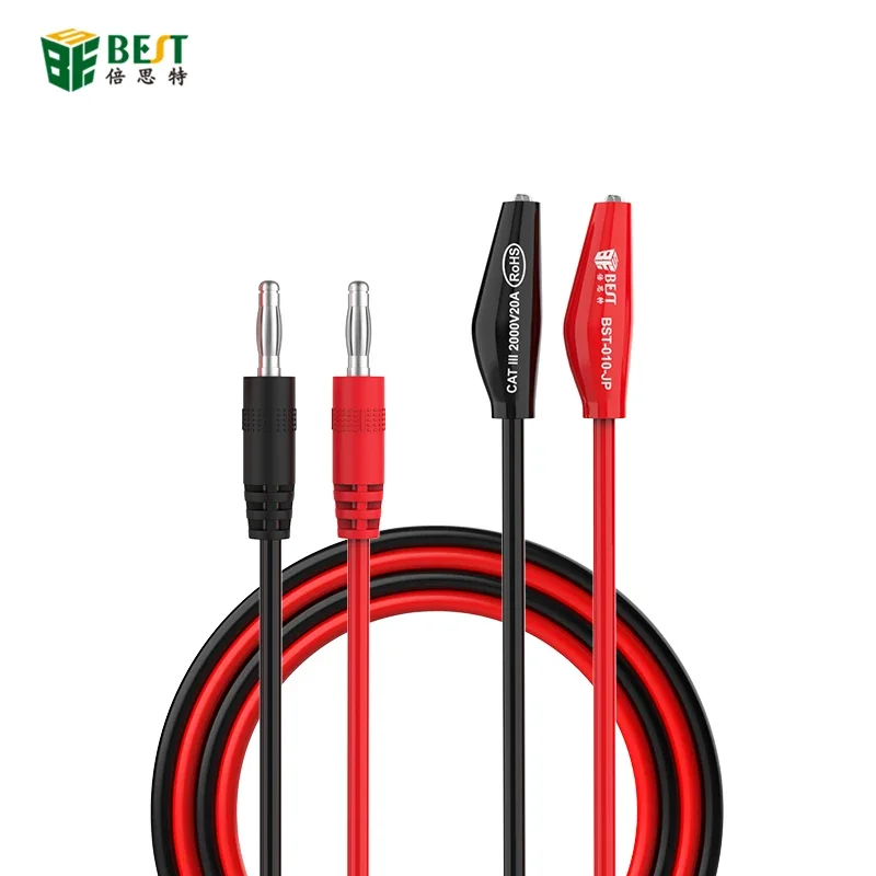 BST-010-JP 2000V 20A Superconducting Alligator Clip Test Lead Crocodile Clip Lab Test Cable with soft silicone for Multimeter