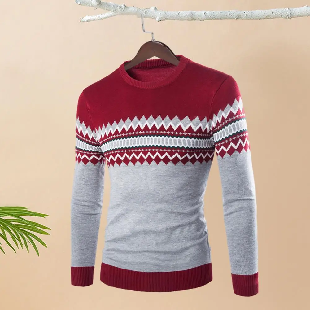 

Men Autumn Winter Sweater Crew Neck Long Sleeve Classic Color Thick Basic Pullover Sweater Top Winter Clothing