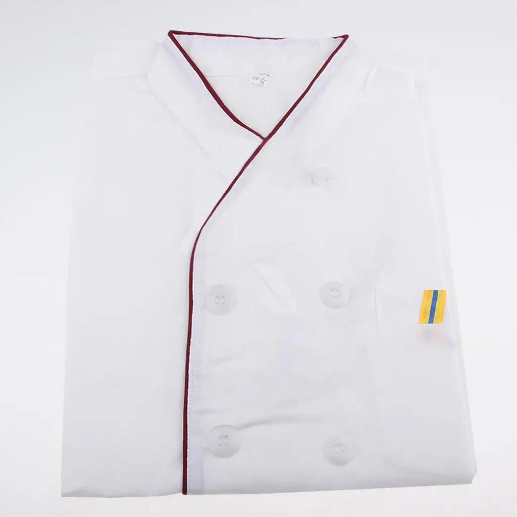 Chef Short Sleeves Uniform Cotton Hotel kitchen Clothing Apron White 5Size