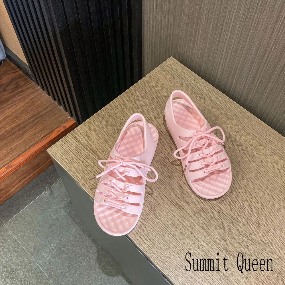 

Новинка 2024, кружевные повседневные утолщенные сандалии, мягкие, удобные, Нескользящие, уличные сандалии на плоской подошве с ремешком, пляжная обувь