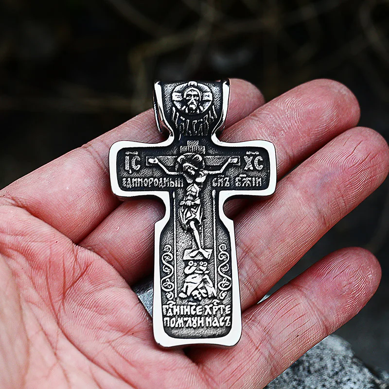 Stainless Steel Orthodox Cross Men's Orthodox Cross Necklace For