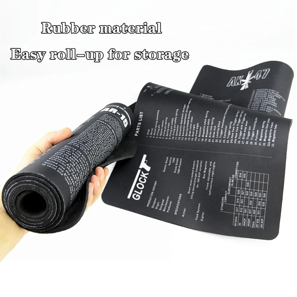 Gun Cleaning Mat With Parts Diagram and Instructions For Glock M9 1911 AR15 AK47