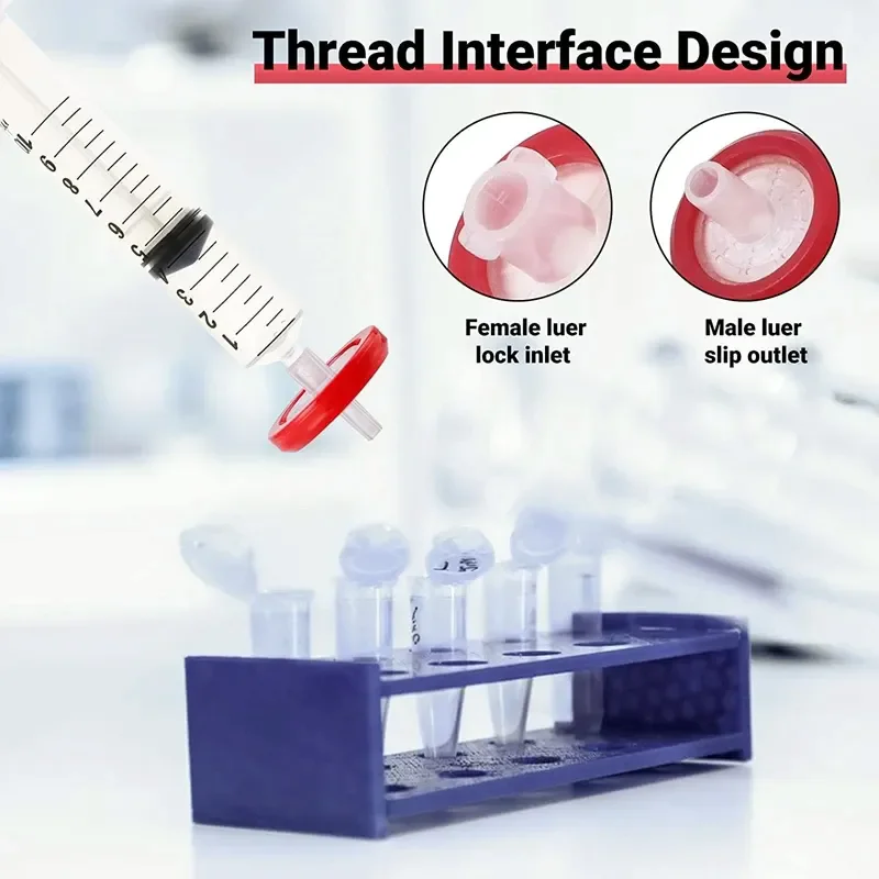IKEME PTFE 주사기 필터, 고처리량 실험실 주사기 필터, 33mm 0.45um 니들 필터, 100 개