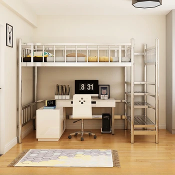 스테인레스 스틸 침대, 빈 침대, 결합 가정용 성인 침대, 이중 레이어 다리미 프레임, 복합 로프트 스타일, 하이 로우