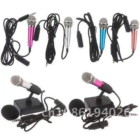 

Mic size: app.5.5cm*1.8cm Portable Mini Karaoke Microphone Studio for Cell Phone PC Stereo 3.5mm