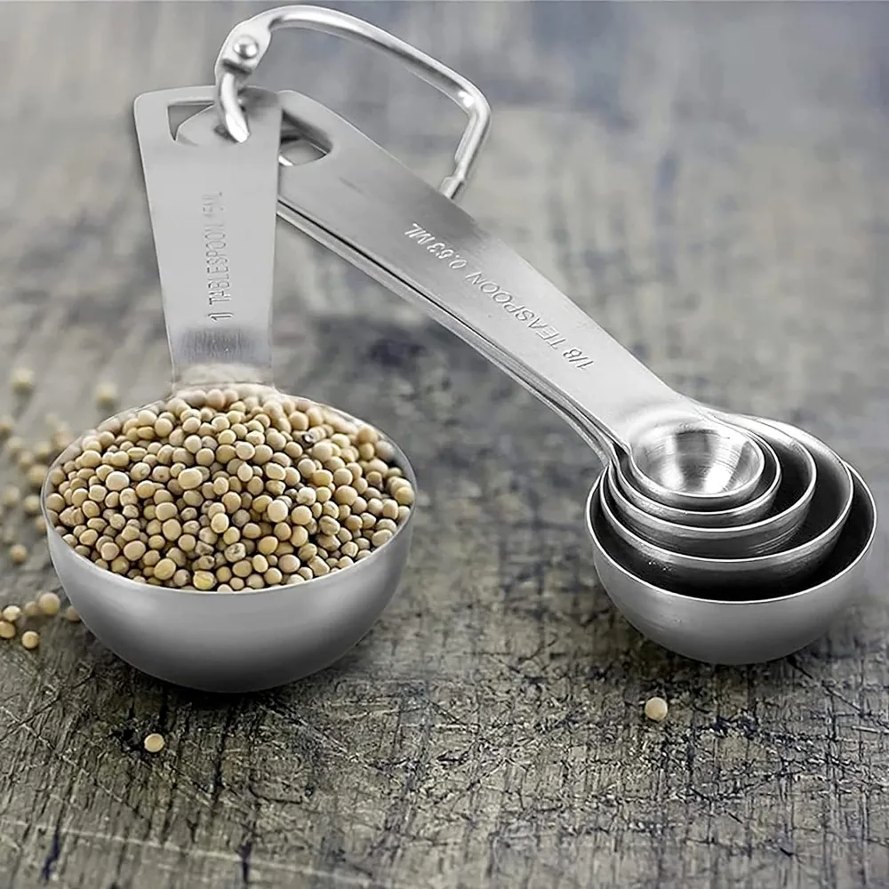 Measuring Spoons Set Stainless Steel-Stacking Metal Small Teaspoons-1/8 TSP, 1/4 TSP, 1/2 1 1/2 Tbsp, 1Tbsp 6Pcs