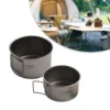 Titanium Bowl With Folding Handle Camping Bowl 450ml/600ml No Lid/with Lid Dinner Food Container Outdoor Pan Camp-Cooking 2