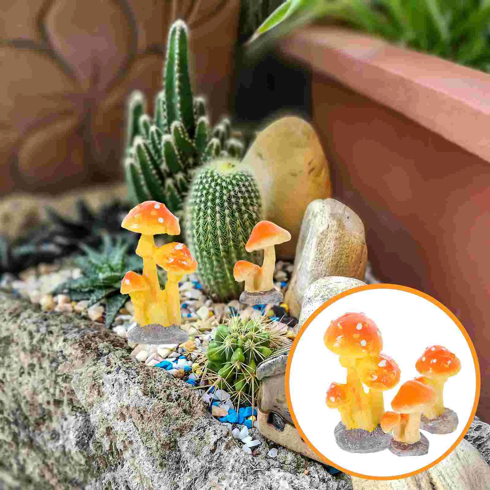 

3Pcs Miniature Mushroom Figurines Mini Mushrooms Statues Resin Mushroom Figurines