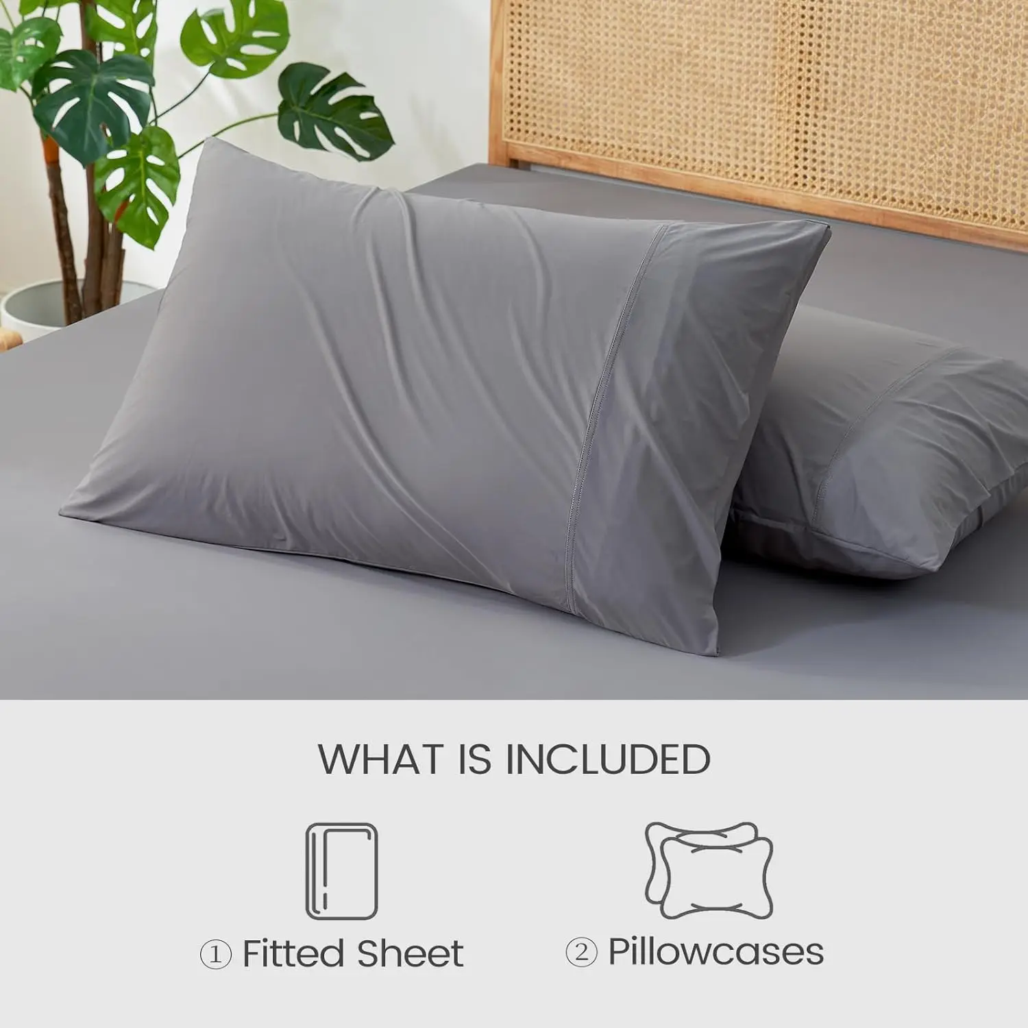 Cozy Bliss Cooling Fitted Sheet Queen Size with 2 Pillowcases,Breathable Sheet Set for Hot Sleeper and Night Sweats 5