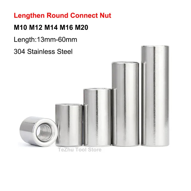 1-10 Uds Tuercas De Acoplamiento Redondas M3 M4 M5 M6 M8 M10 M12 M14