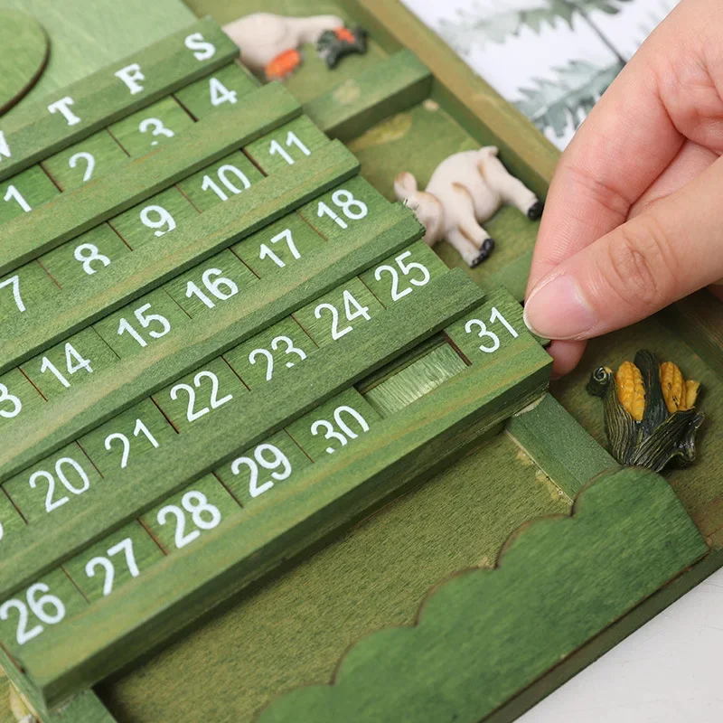 Creative wooden perpetual calendar home wall hanging handmade DIY calendar ins wind desk wall