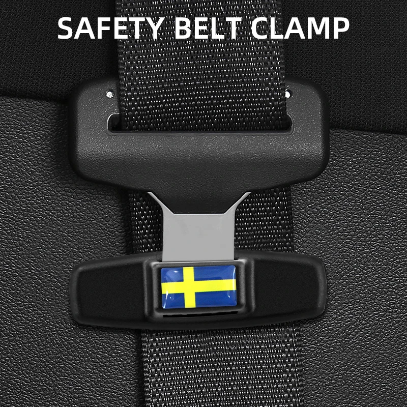 Sweden Flag Emblem Car Safety Belt Buckle Car Styling Safety Stopper Belt Clips Adjusting Clip Tension Adjuster for Volvo XC60