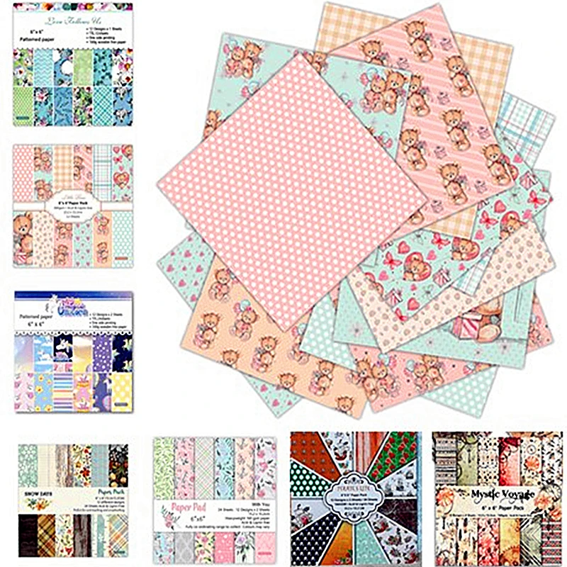 12 sheet Spring Rose Scrapbooking background Paper 6 inch Pattern Paper Material for DIY photo album Scrapbook Junk Journal