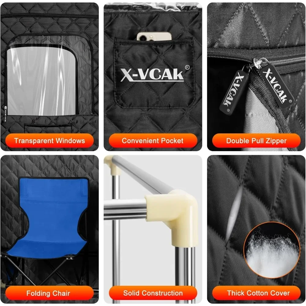 Sauna Box, Portable Steam Sauna, Portable Sauna for Home, Sauna Tent with 2.6L Steamer, 9 Levels, 2.6’ x 2.6’ x 5.9’ 3