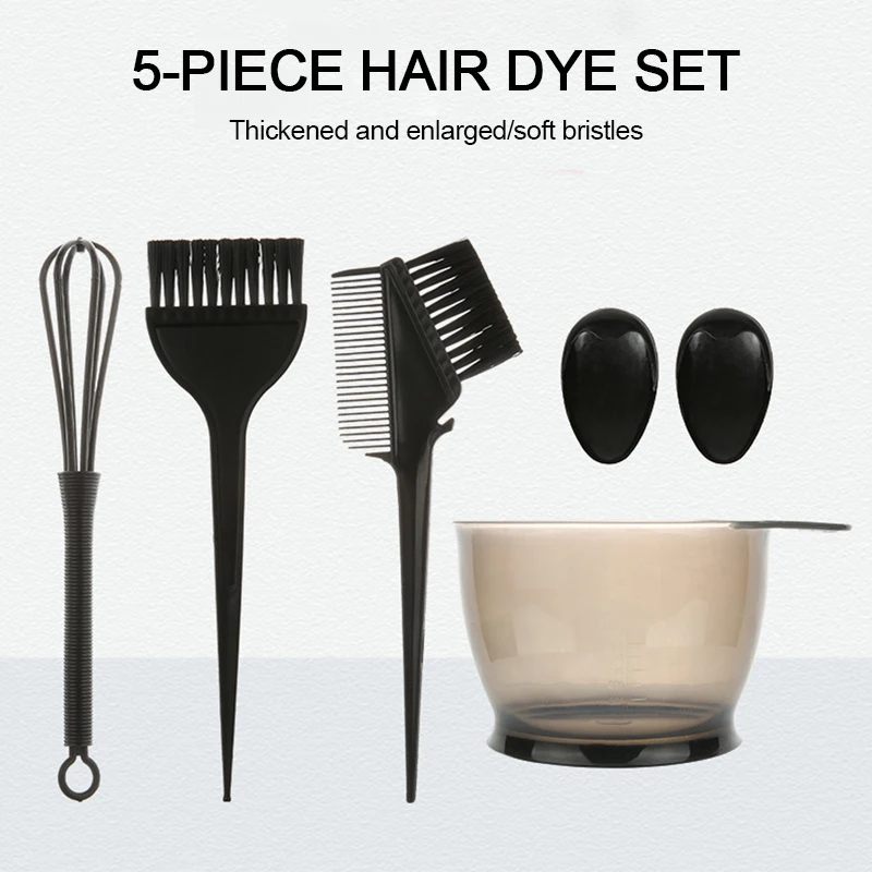 

Hair Dye Color Brush Bowl Set with Ear Caps Mixing Rod Hair Tint Dying Coloring Applicator Brush Hairdressing Styling Accessorie