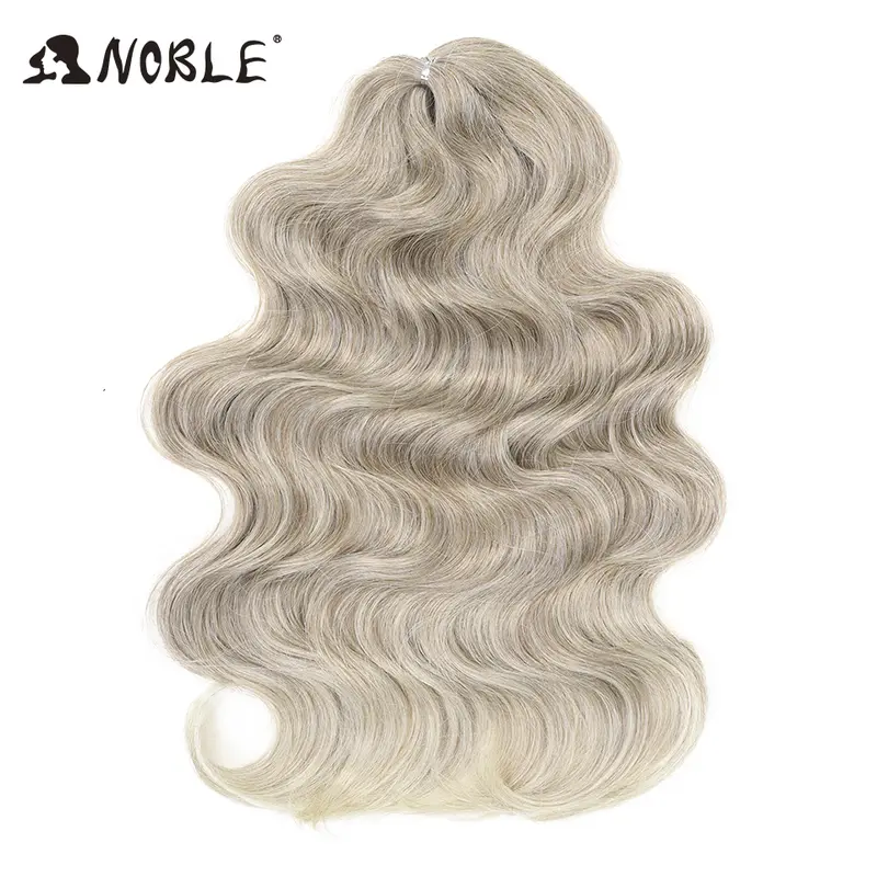 Noble Hair Soft Body Wave Crochet Hair 24Inch 3PCS Synthetic Hair Braids Ponytail Fake Hair Wavy Ombre Blonde Hair Extensions - Image 3
