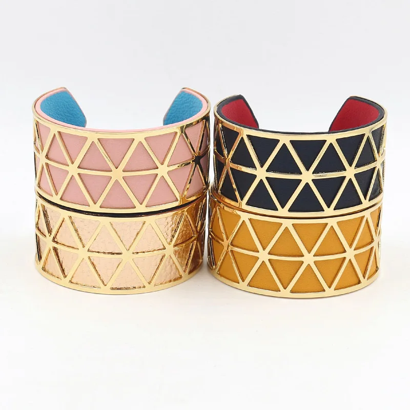 

New Punk Charm Hollow Opening Bangles Cuff Bracelet For Women Interchangeable PU Leather Bracelet Fashion Jewelry Gift Wholesale