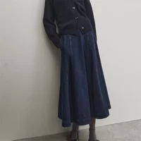 BANA Mid-Length High-Waist Patchwork Denim Skirt for Women Deep Blue A-Line f Body Skirts Office Sle Spring Collection - Image 4